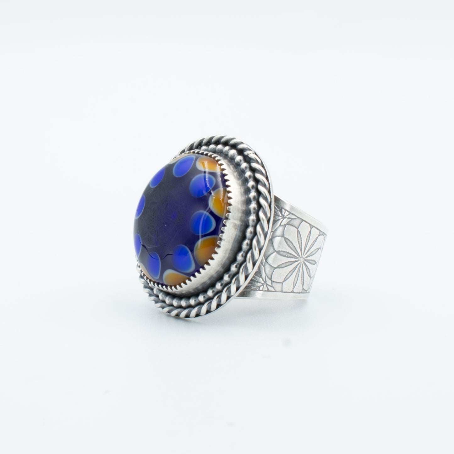 Almond and Cobalt Statement Ring