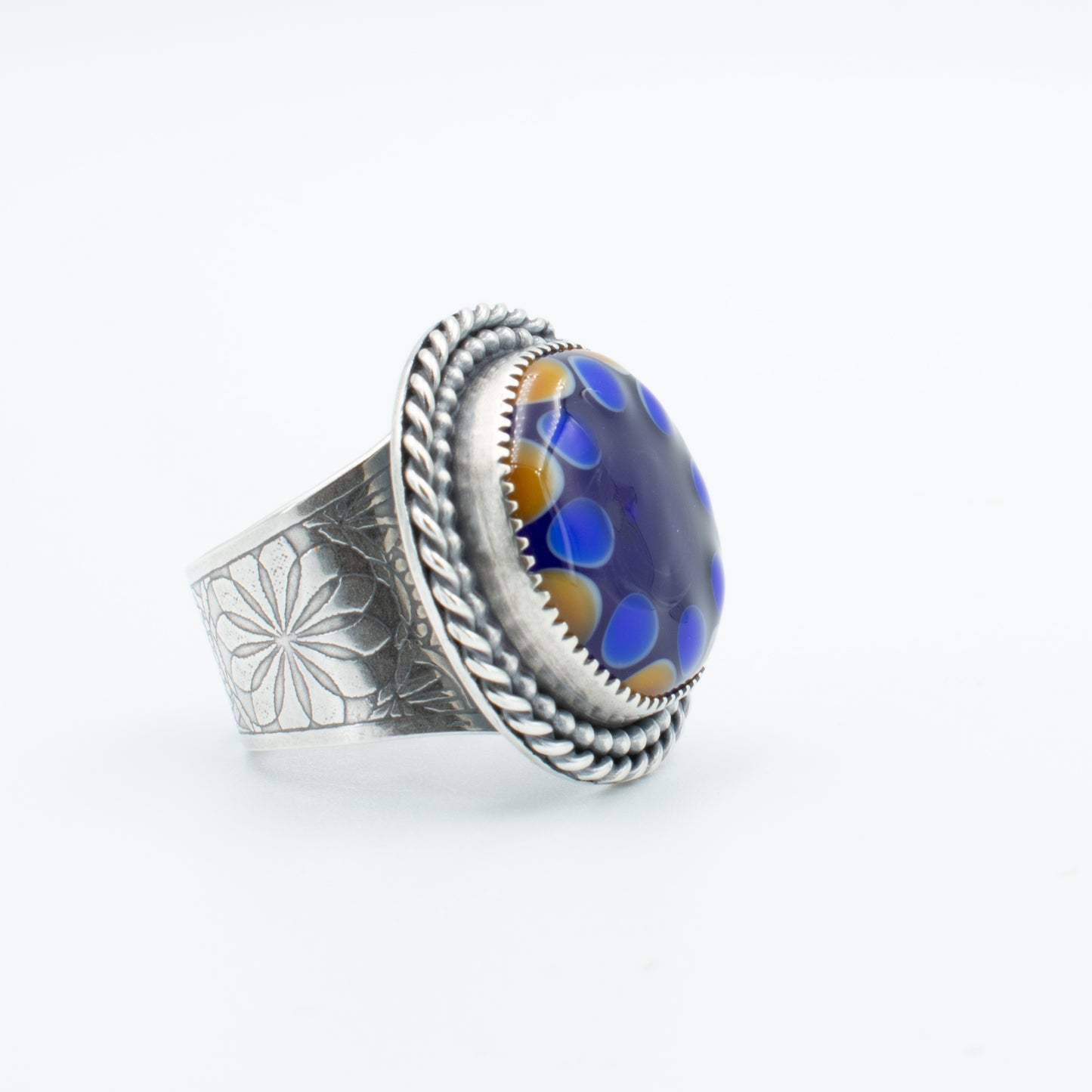 Almond and Cobalt Statement Ring
