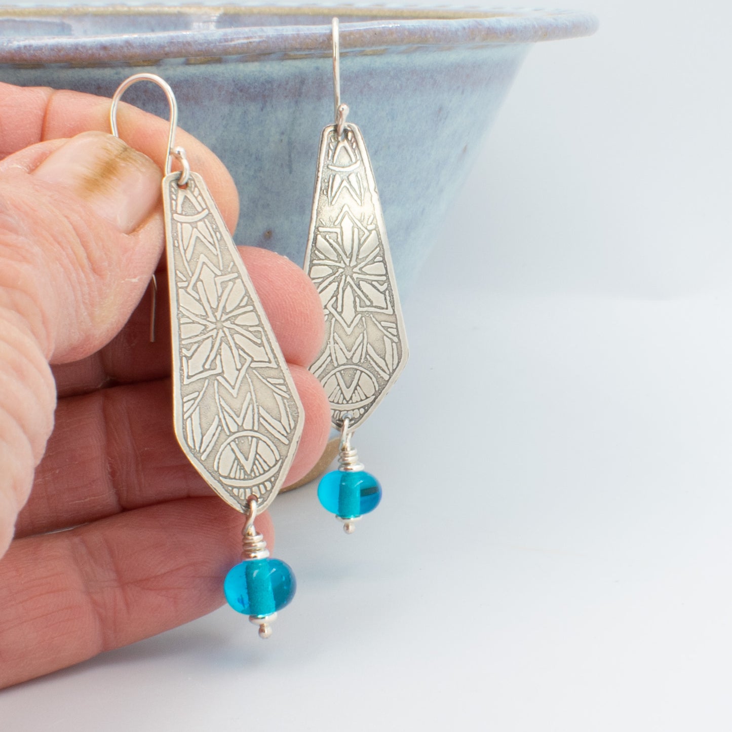 Aqua Bow Tie Earrings