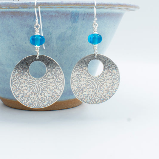 Aqua Round Earrings
