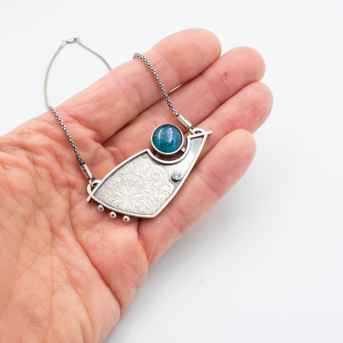 Aqua Swirl Modern Necklace