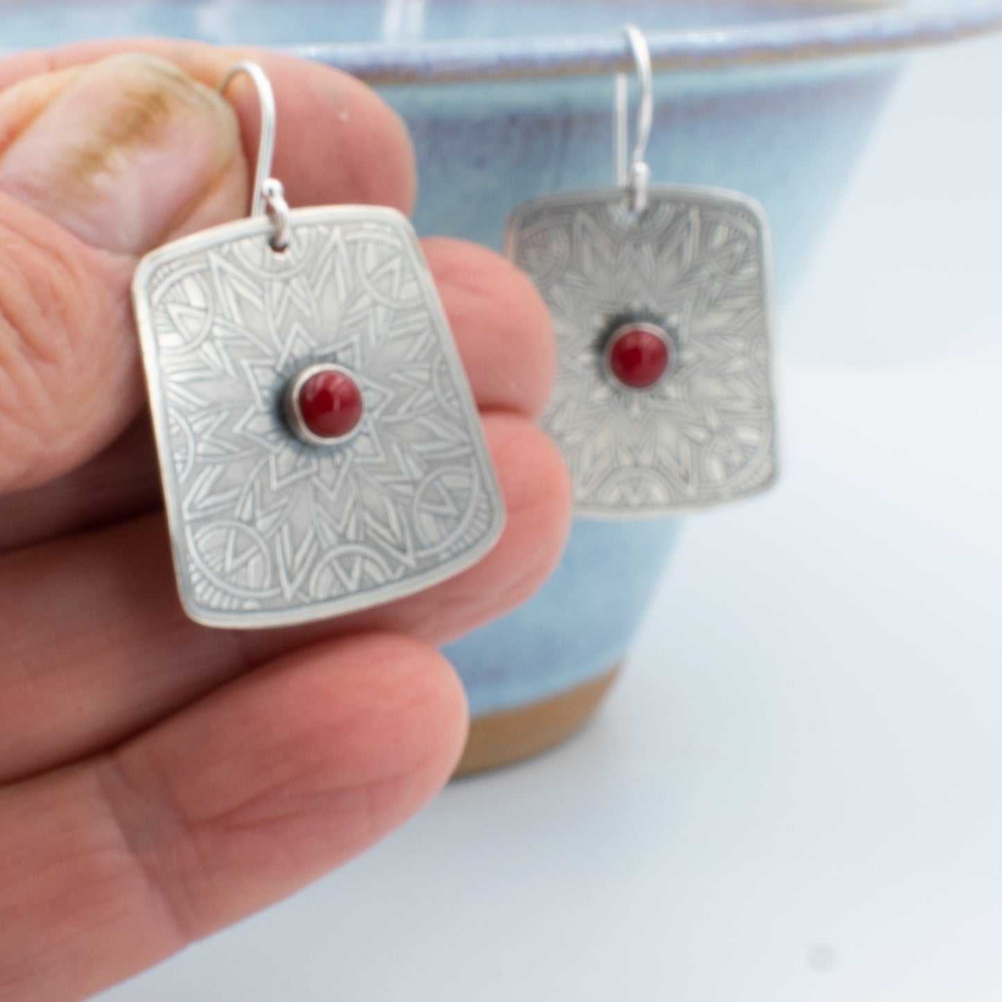 Really Red Squarish Dangle Earrings
