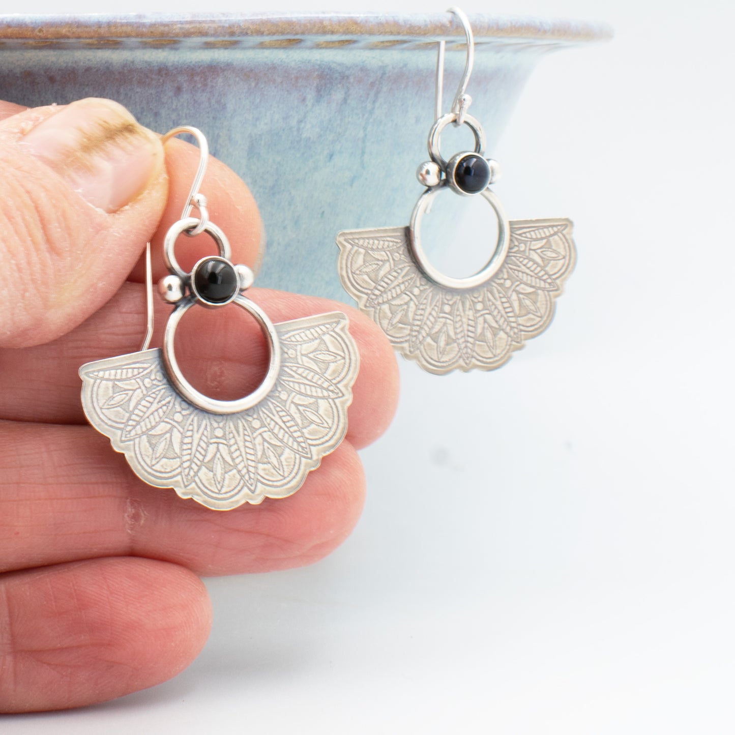 Black Half Mandala Jess Earring