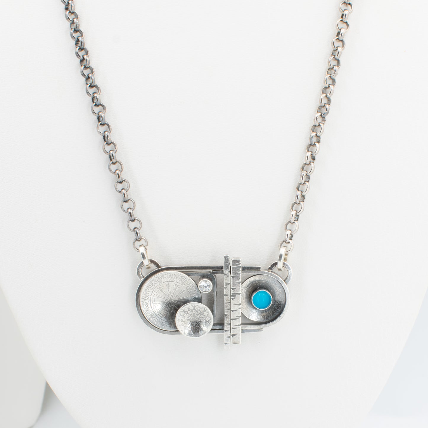 Bright Aqua Puzzle Necklace