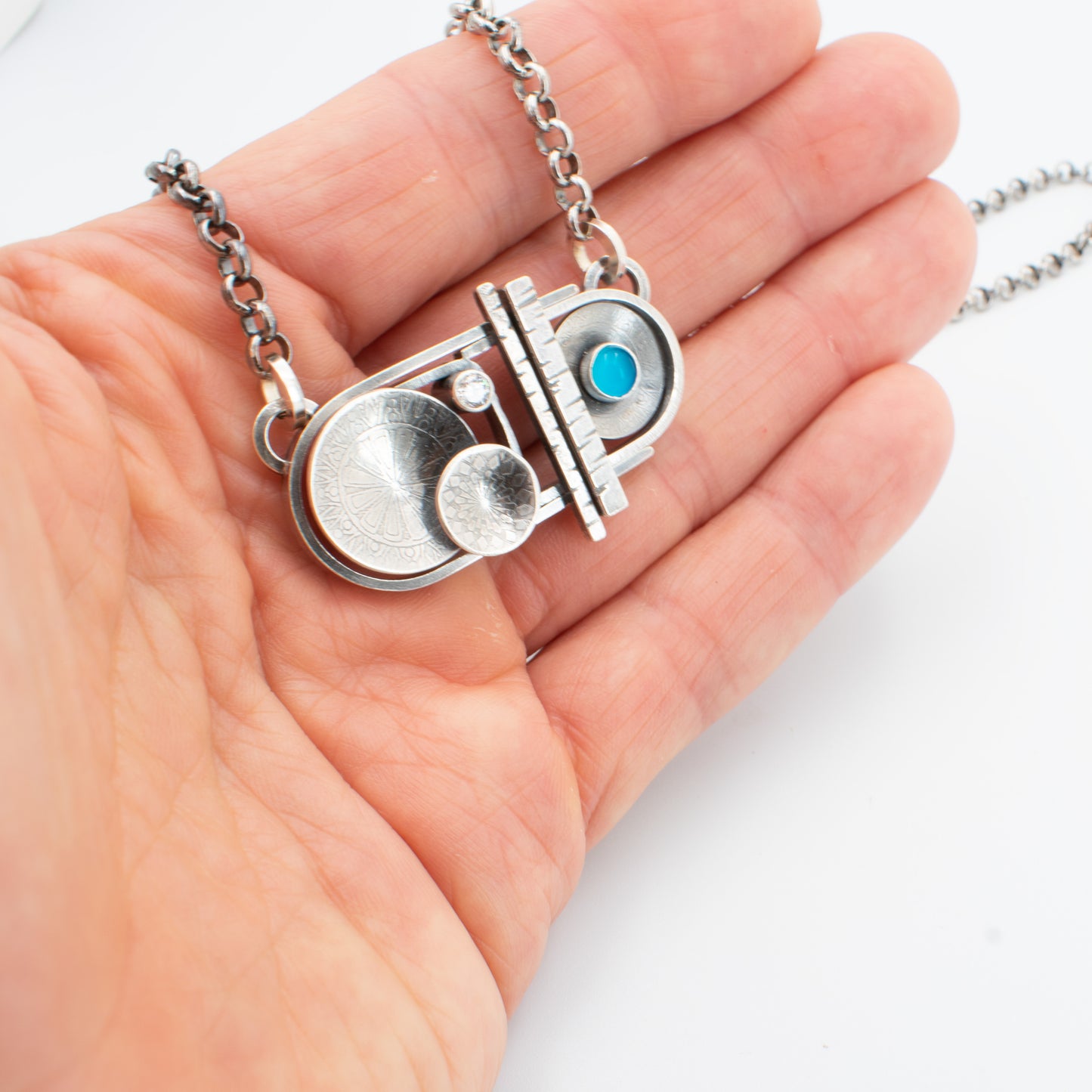 Bright Aqua Puzzle Necklace