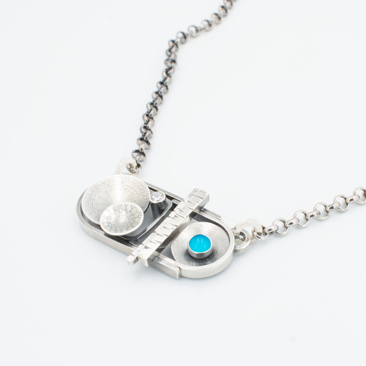 Bright Aqua Puzzle Necklace