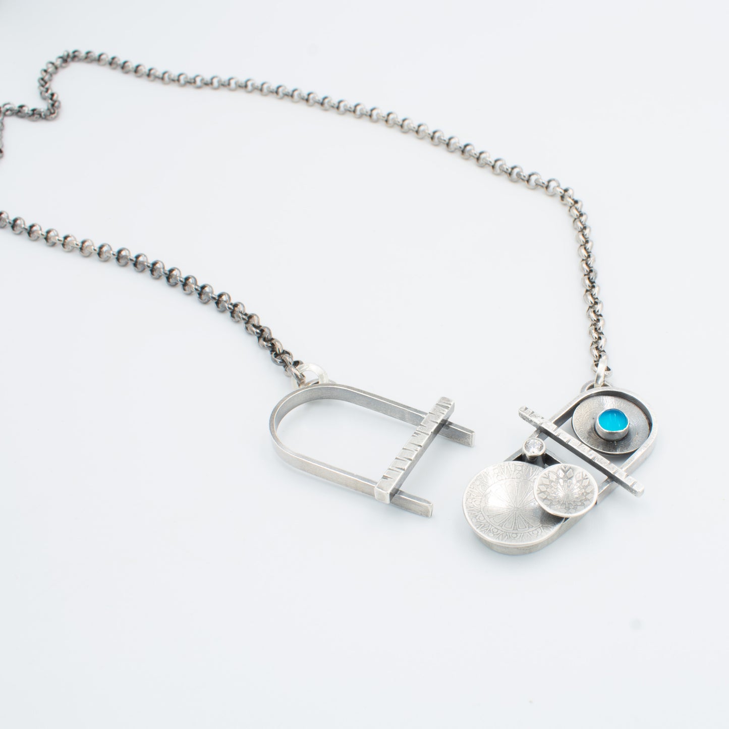 Bright Aqua Puzzle Necklace