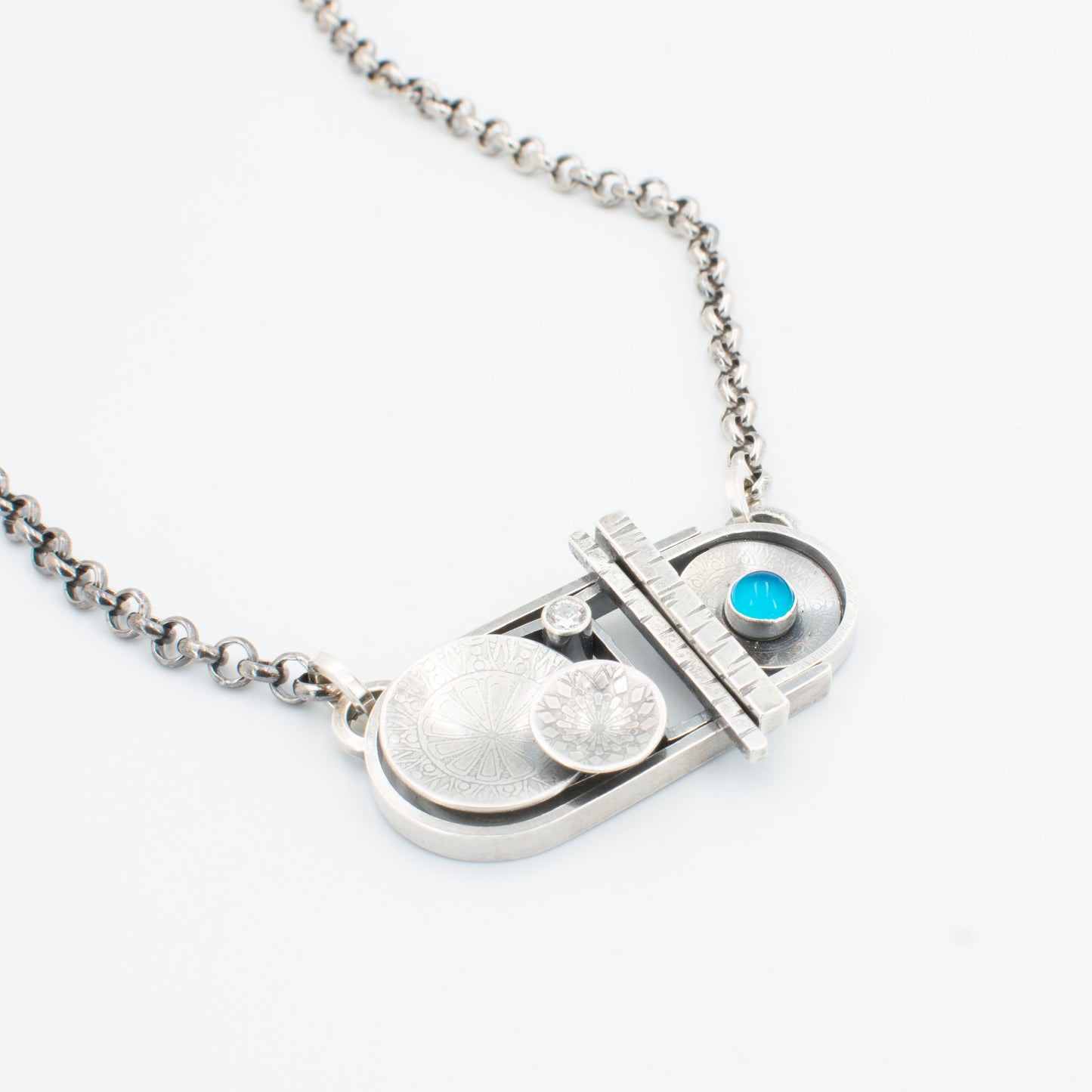 Bright Aqua Puzzle Necklace
