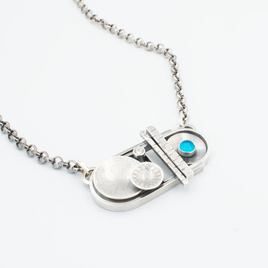 Bright Aqua Puzzle Necklace