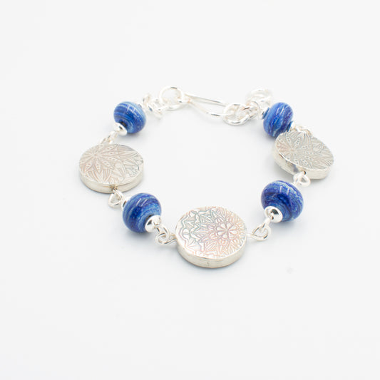 Dutch Blue Mandala Bead Bracelet