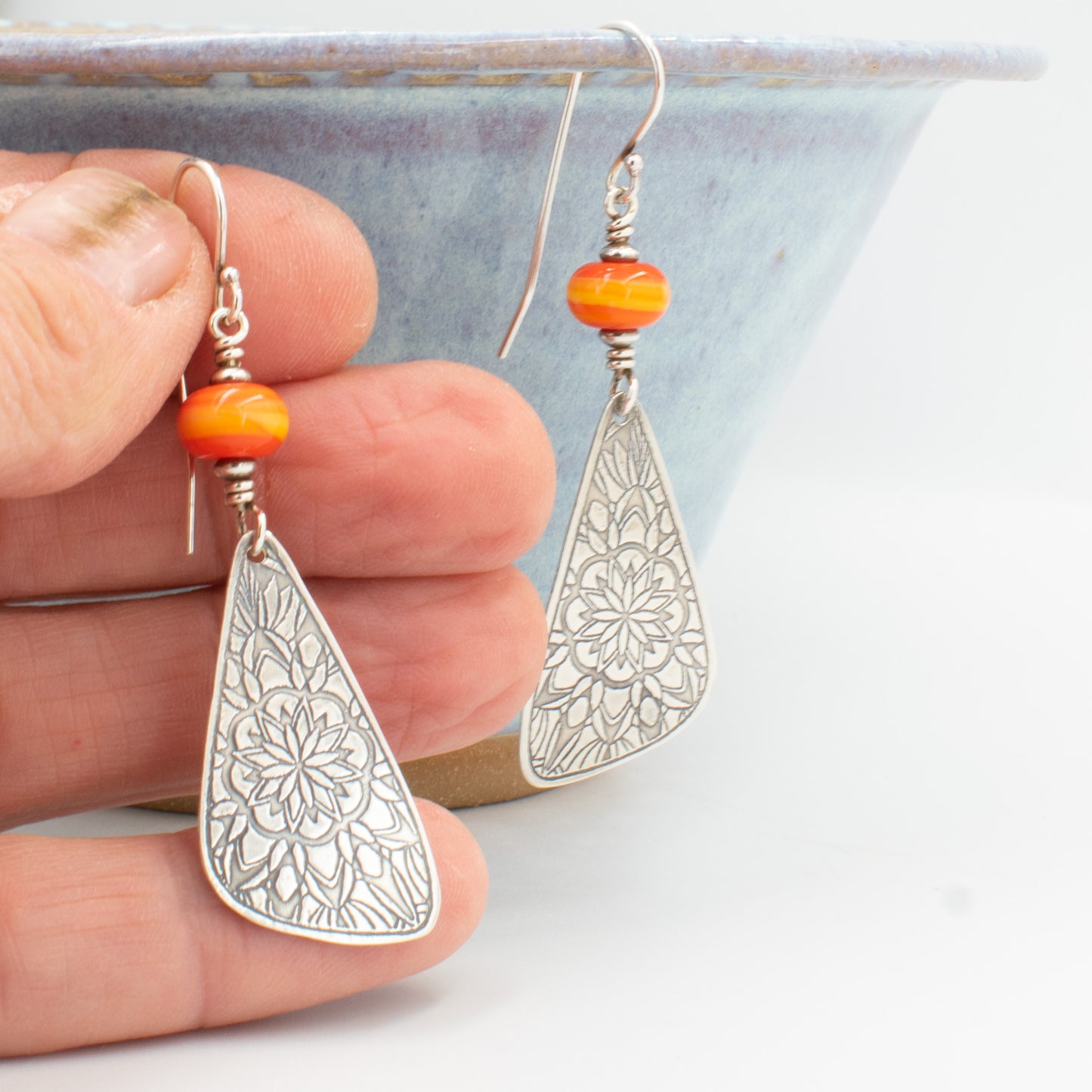 Orange Swirl Butterfly Wing Earrings