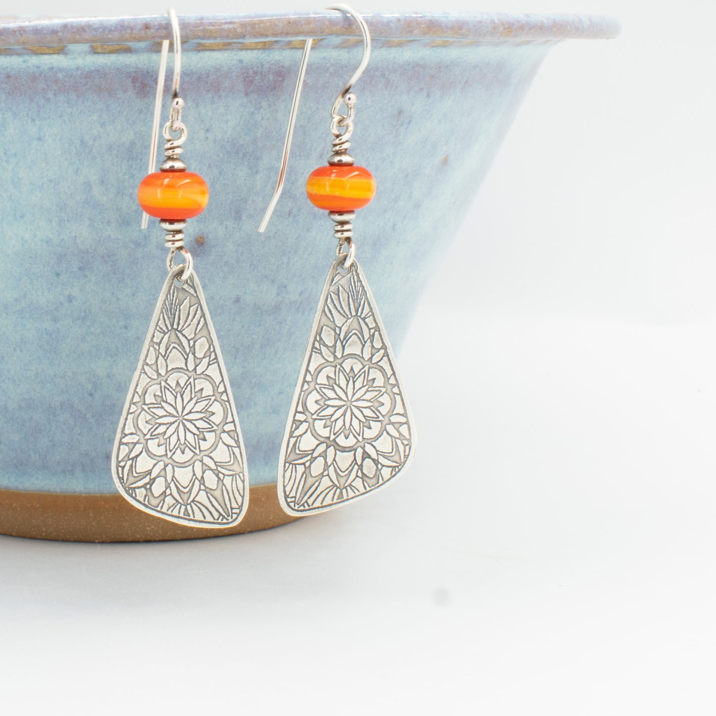Orange Swirl Butterfly Wing Earrings