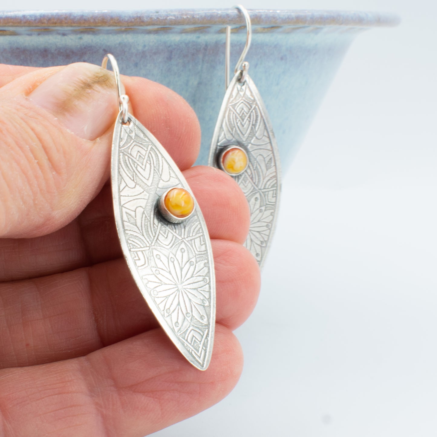 Orange Swirl Double Mandala Earrings