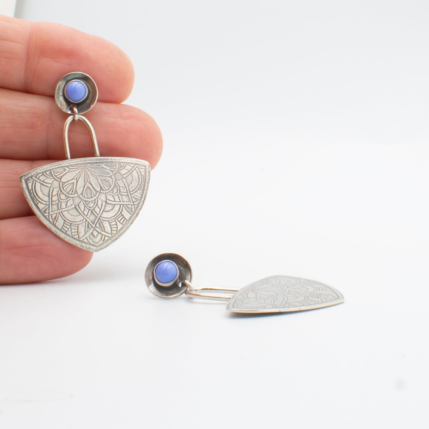 Periwinkle Post Half Round Earrings