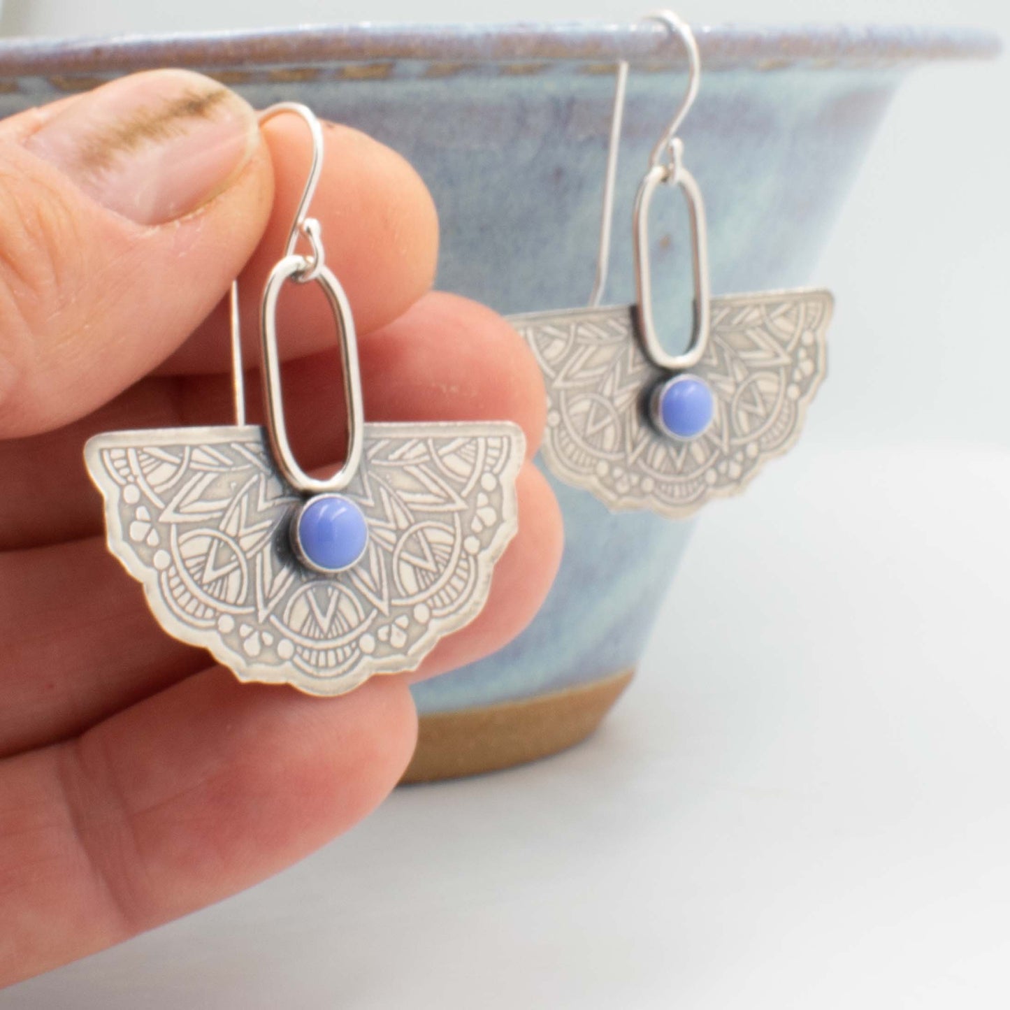 Periwinkle Half Mandala Earrings