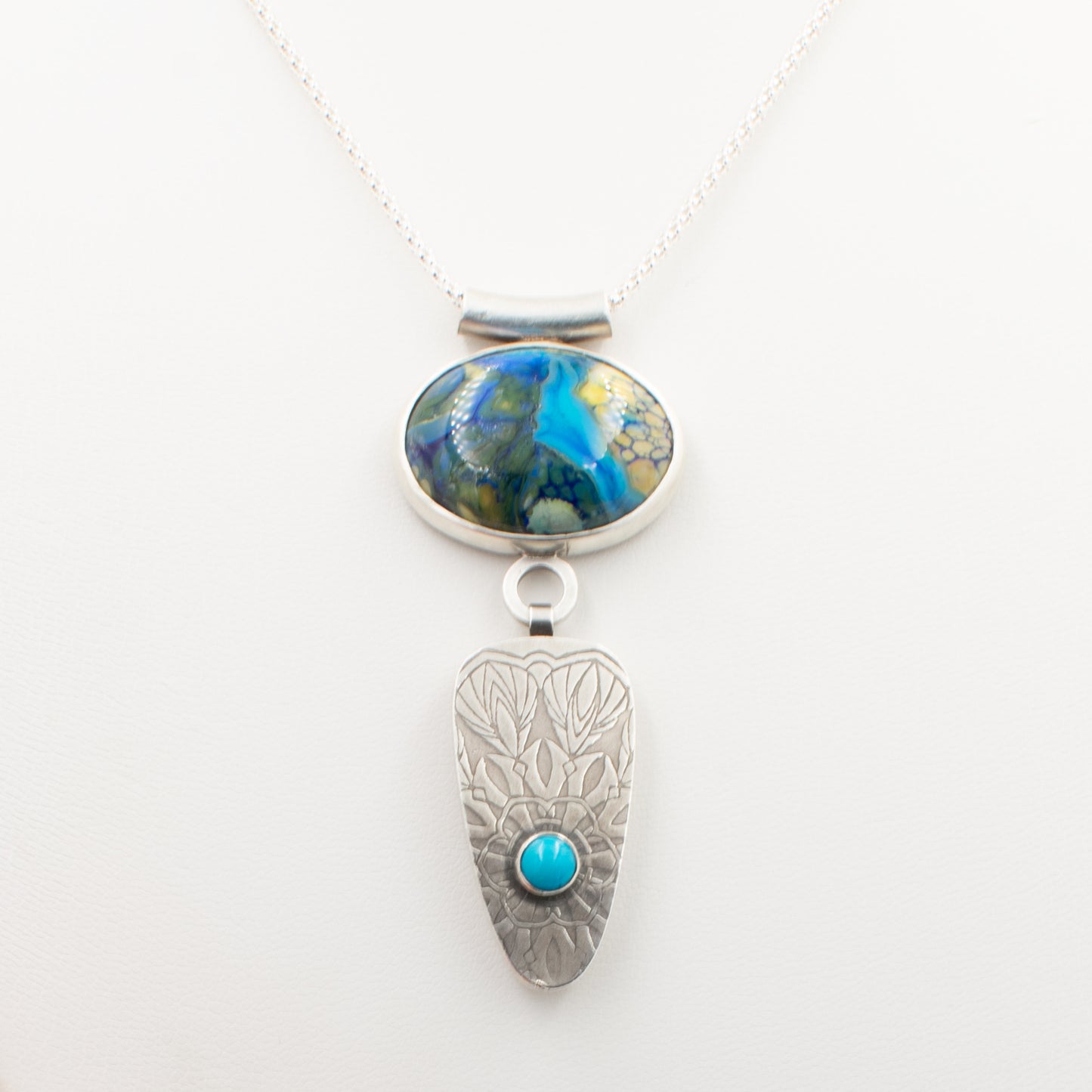 Sky Blue and Shard Oval Necklace