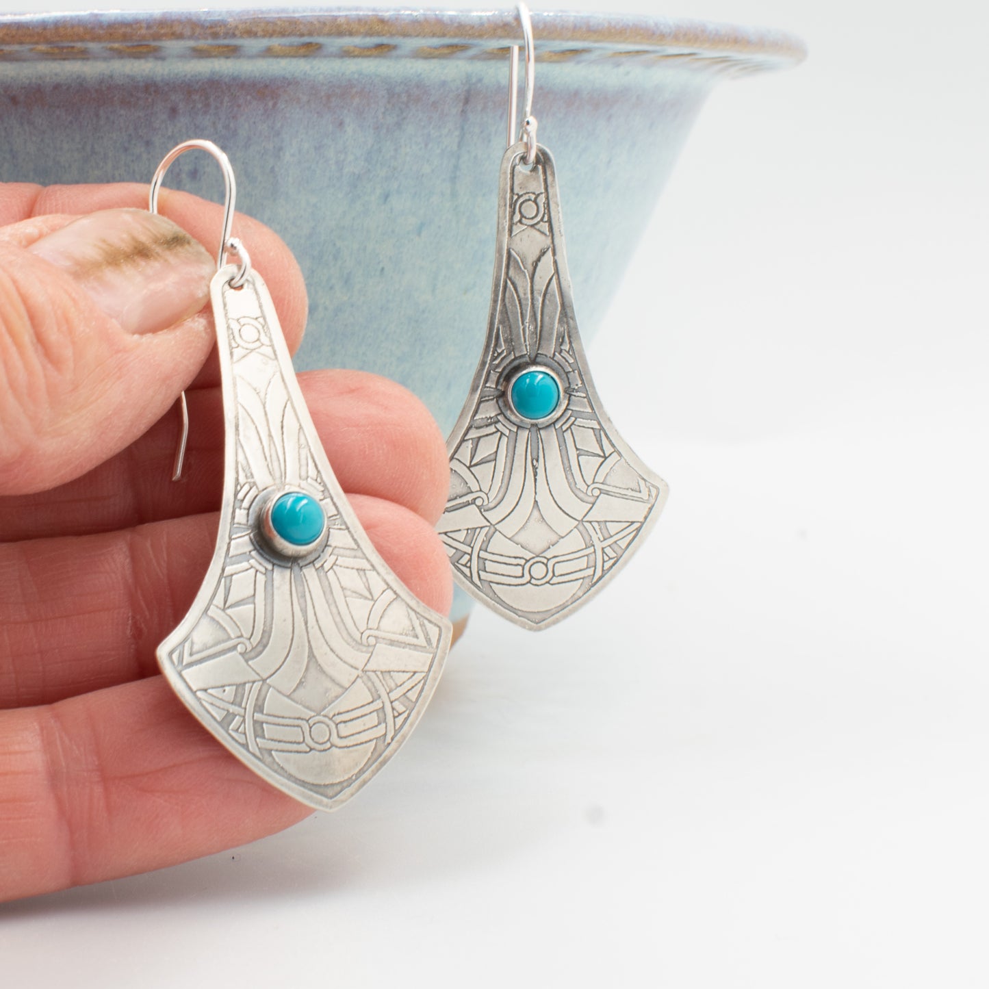 Sky Blue Shield Earrings