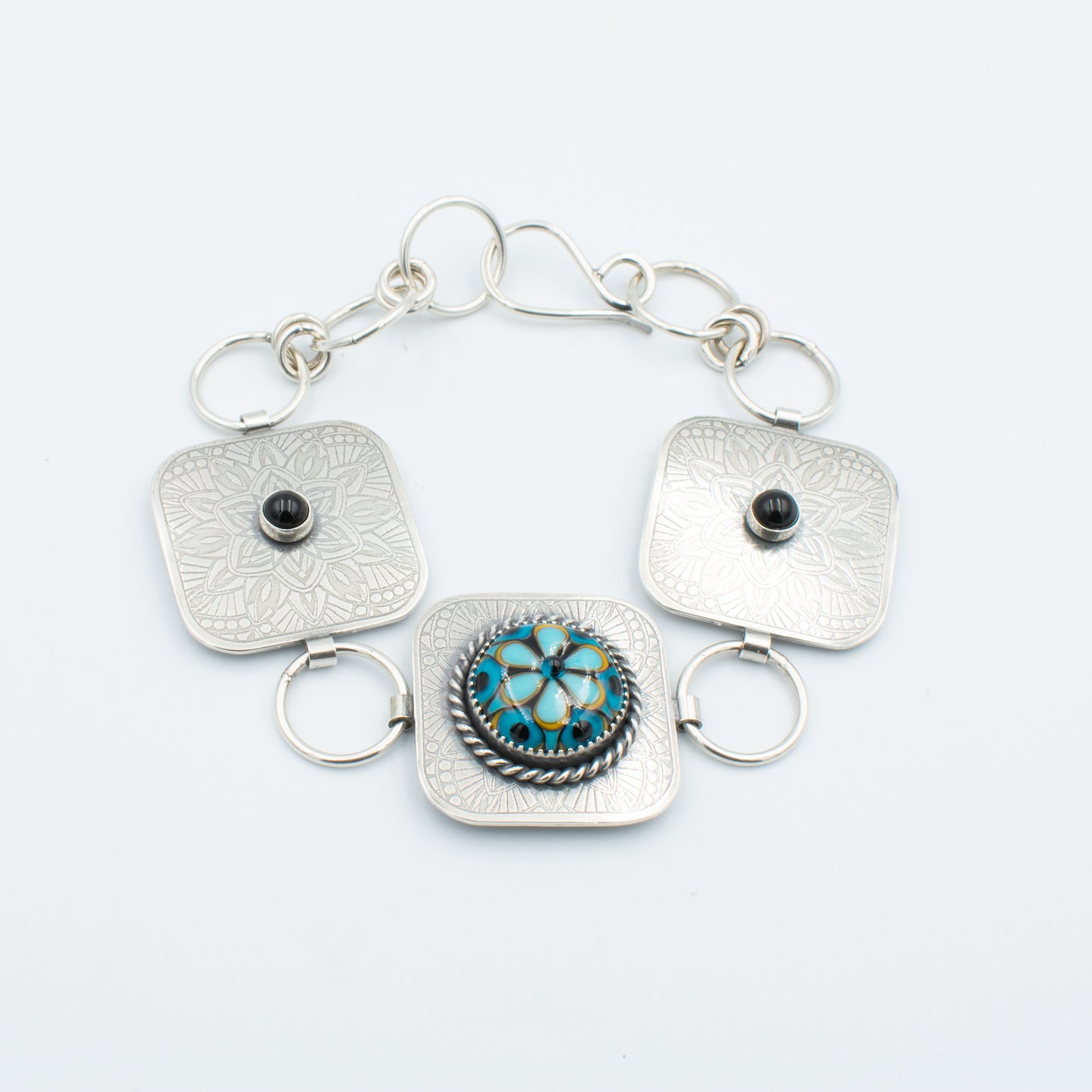Turquoise and Black Chain Bracelet