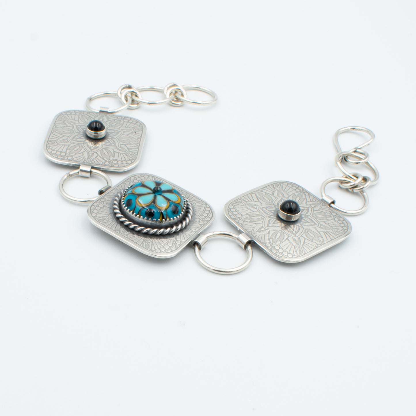 Turquoise and Black Chain Bracelet