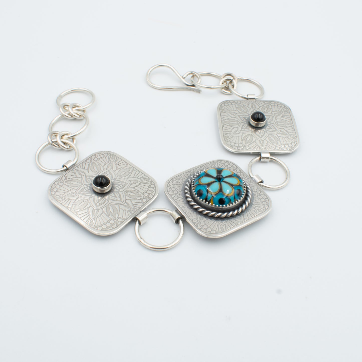 Turquoise and Black Chain Bracelet
