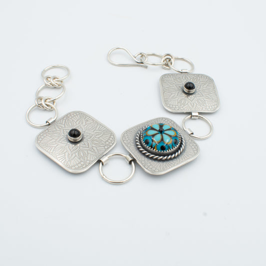 Turquoise and Black Chain Bracelet