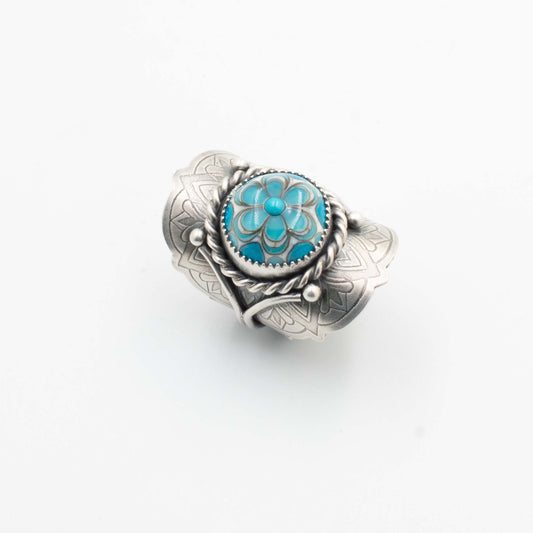 Turquoise Floral Saddle Ring