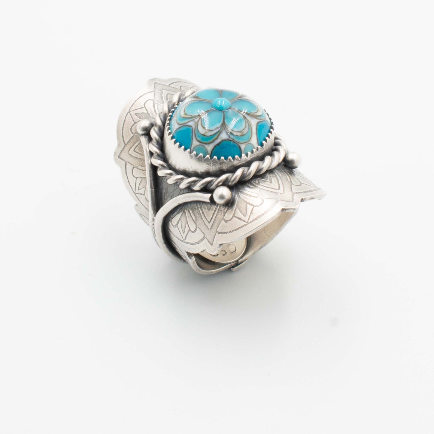 Turquoise Floral Saddle Ring