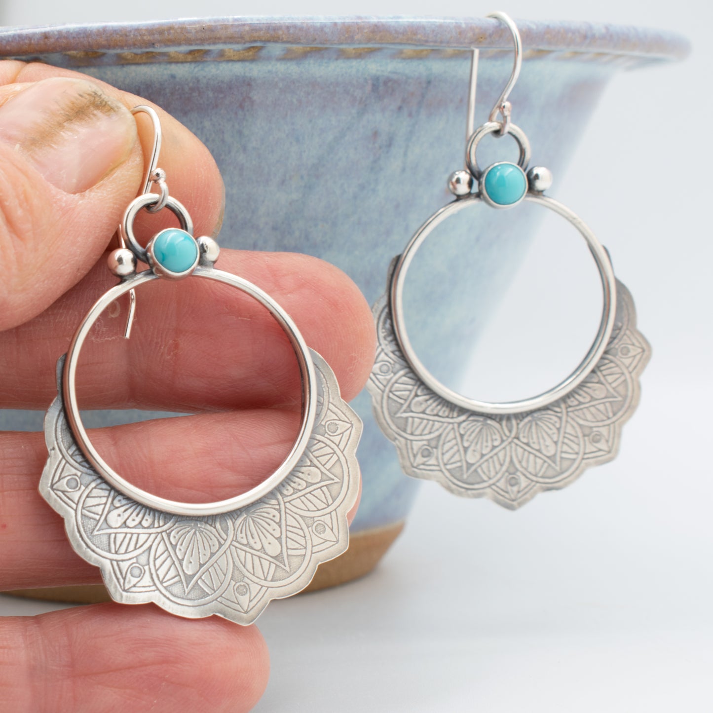 Turquoise Boho Hoop Earrings