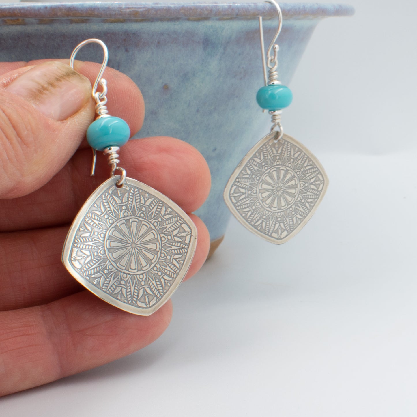 Turquoise Soft Square drop earrings