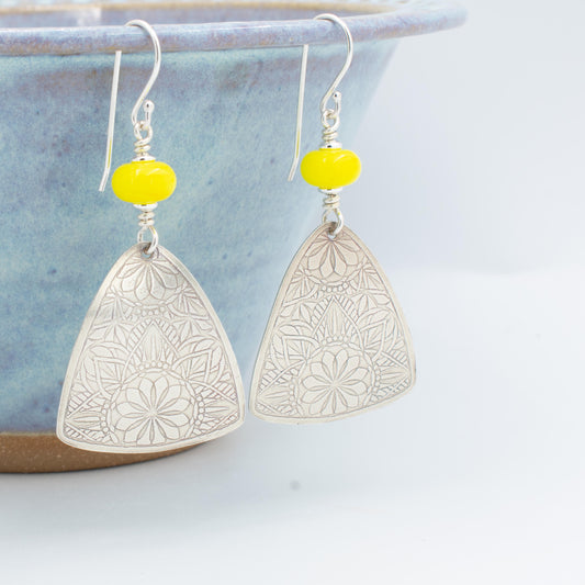 Creamy Yellow Tri Dangle Earrings
