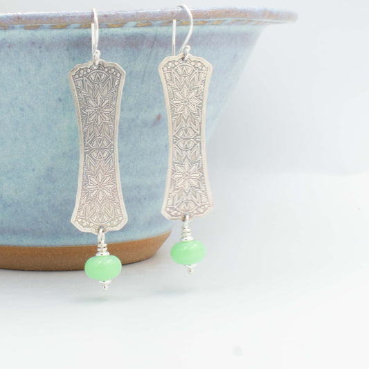 Soft Green Double Mandala Earrings