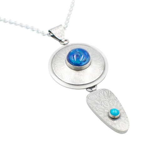 Sparkling Silvered Glass and Sky Blue Drop Necklace