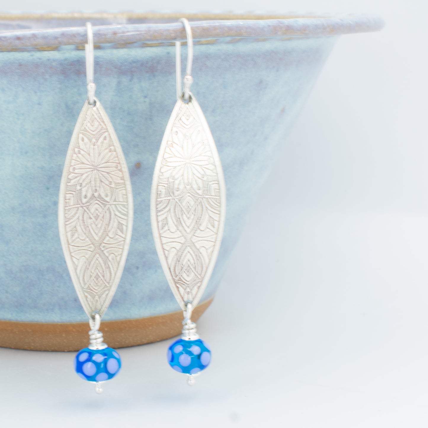 Aqua and Periwinkle Dotted Earrings