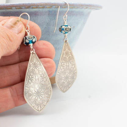 Aqua and Ivery Double Mandala Earrings