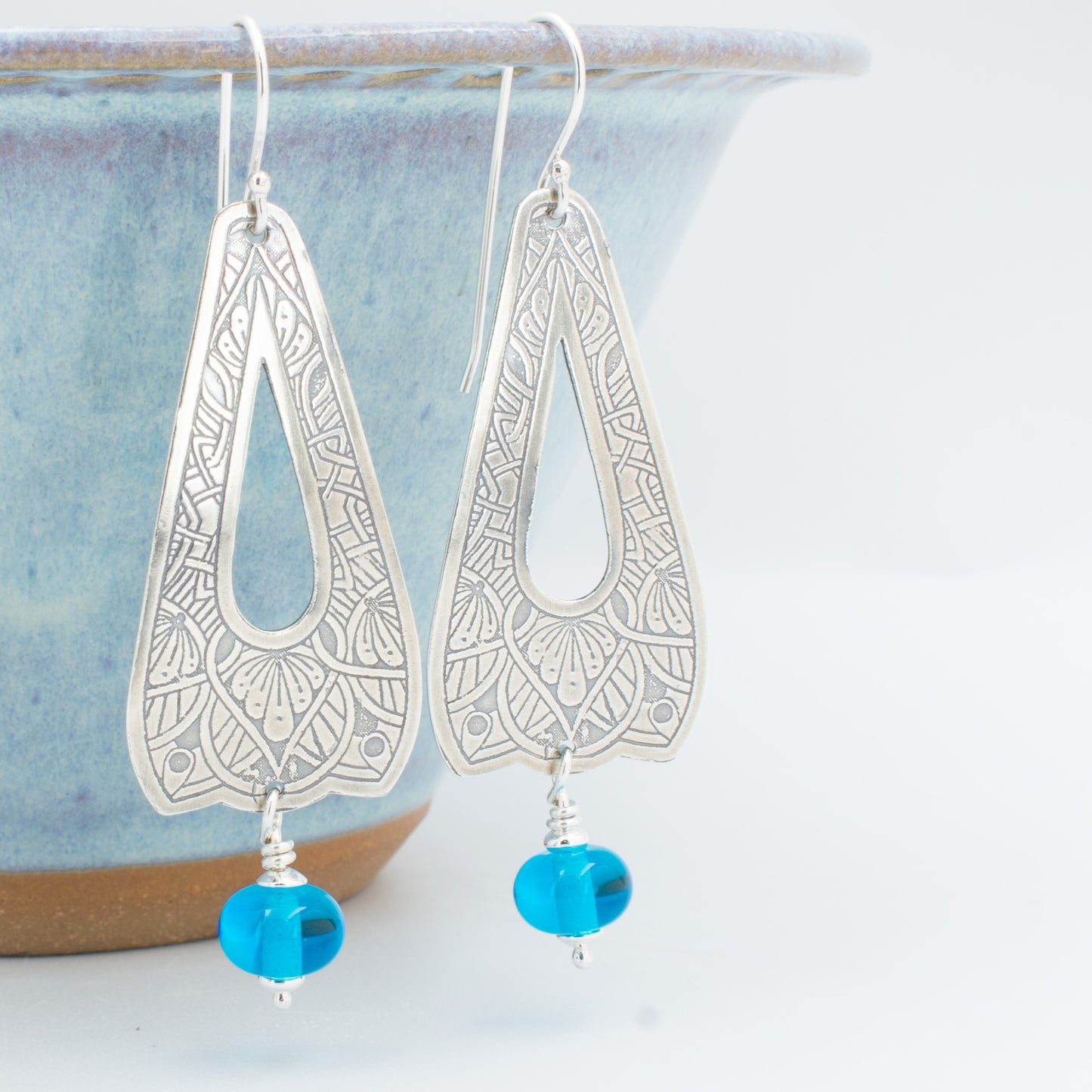 Aqua Lacy Open Drop Earrings
