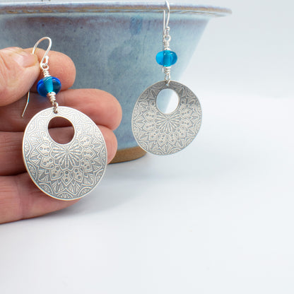 Aqua Round Earrings