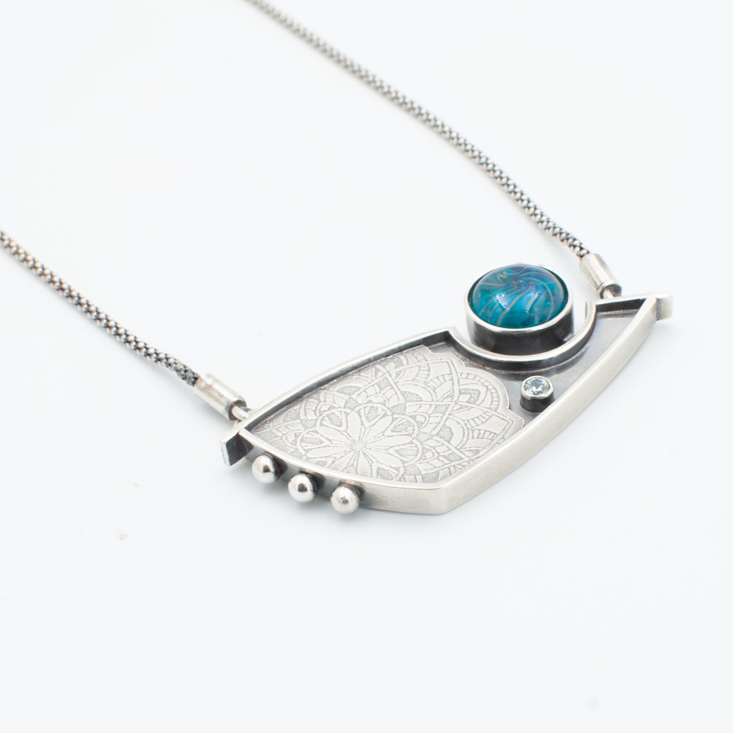 Aqua Swirl Modern Necklace