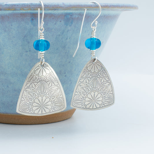 Aqua Double Mandala Dangle Earrings