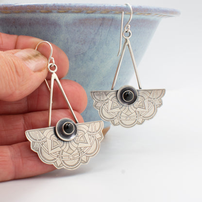 Black Cab Half Mandala Earrings
