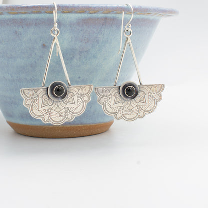 Black Cab Half Mandala Earrings