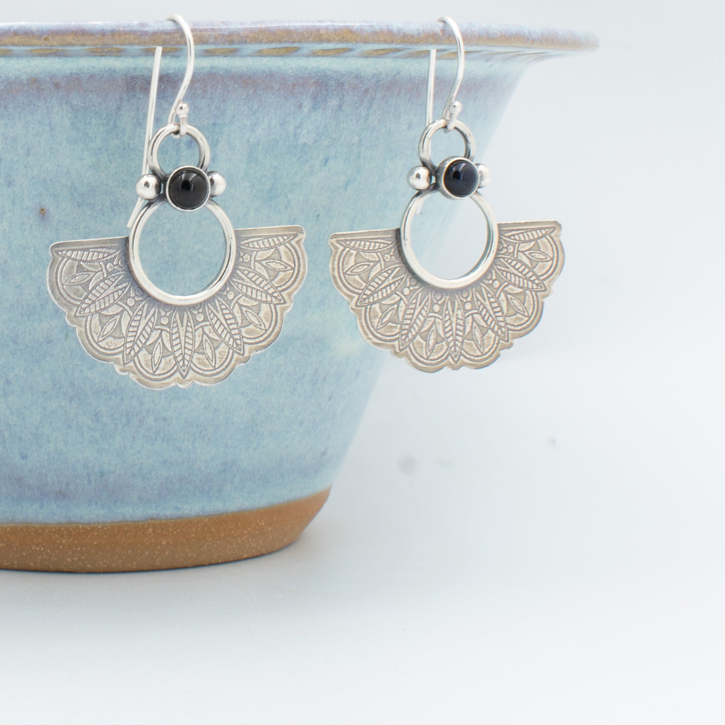 Black Half Mandala Jess Earring