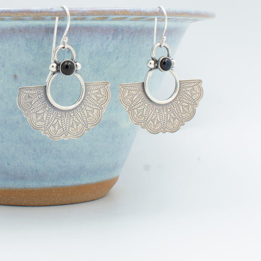 Black Half Mandala Jess Earring