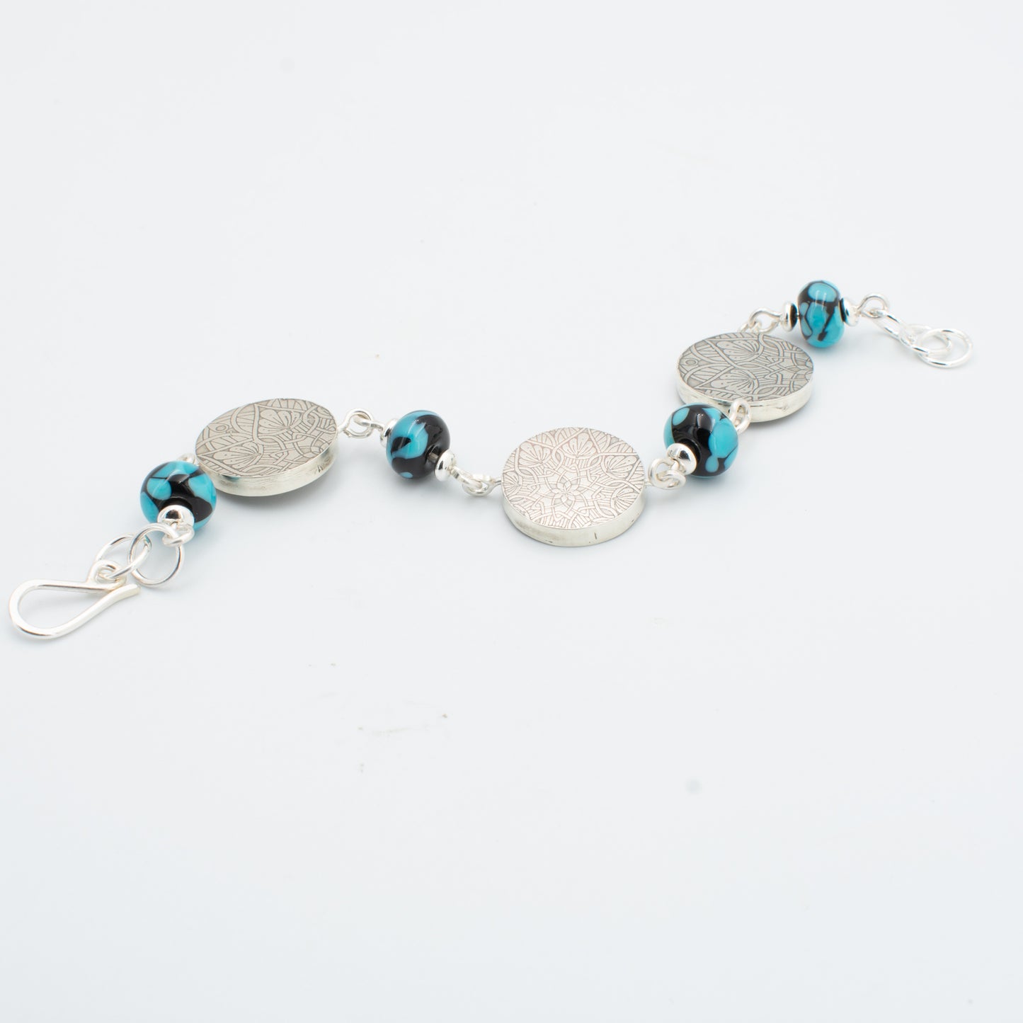 Blue Moon and Silver beaded bracelet