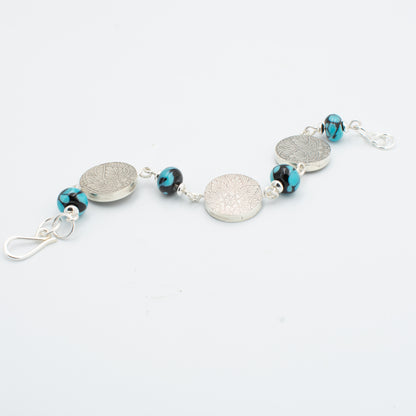 Blue Moon and Silver beaded bracelet
