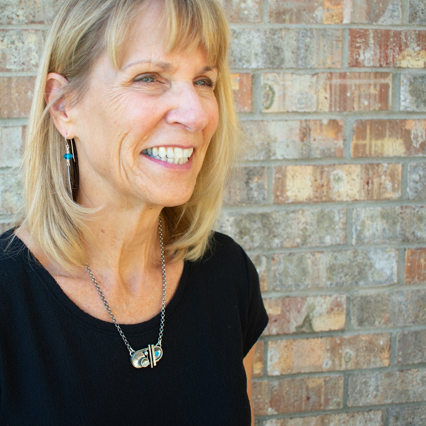 Bright Aqua Puzzle Necklace