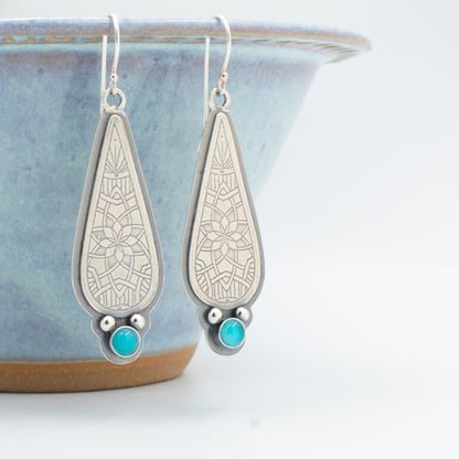Bright Aqua Layered Teardrop Earring