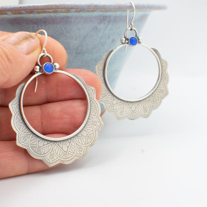 Bright Blue Boho Hoop Earrings