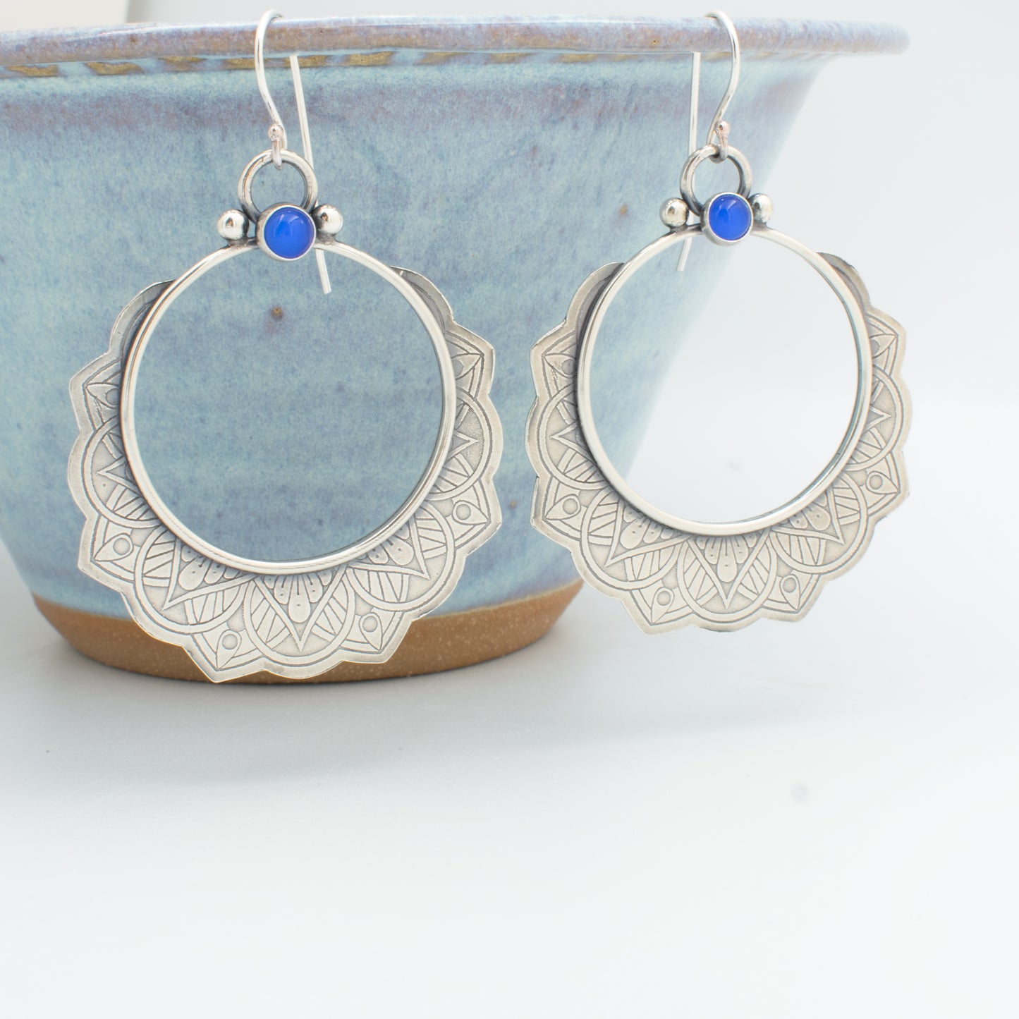 Bright Blue Boho Hoop Earrings