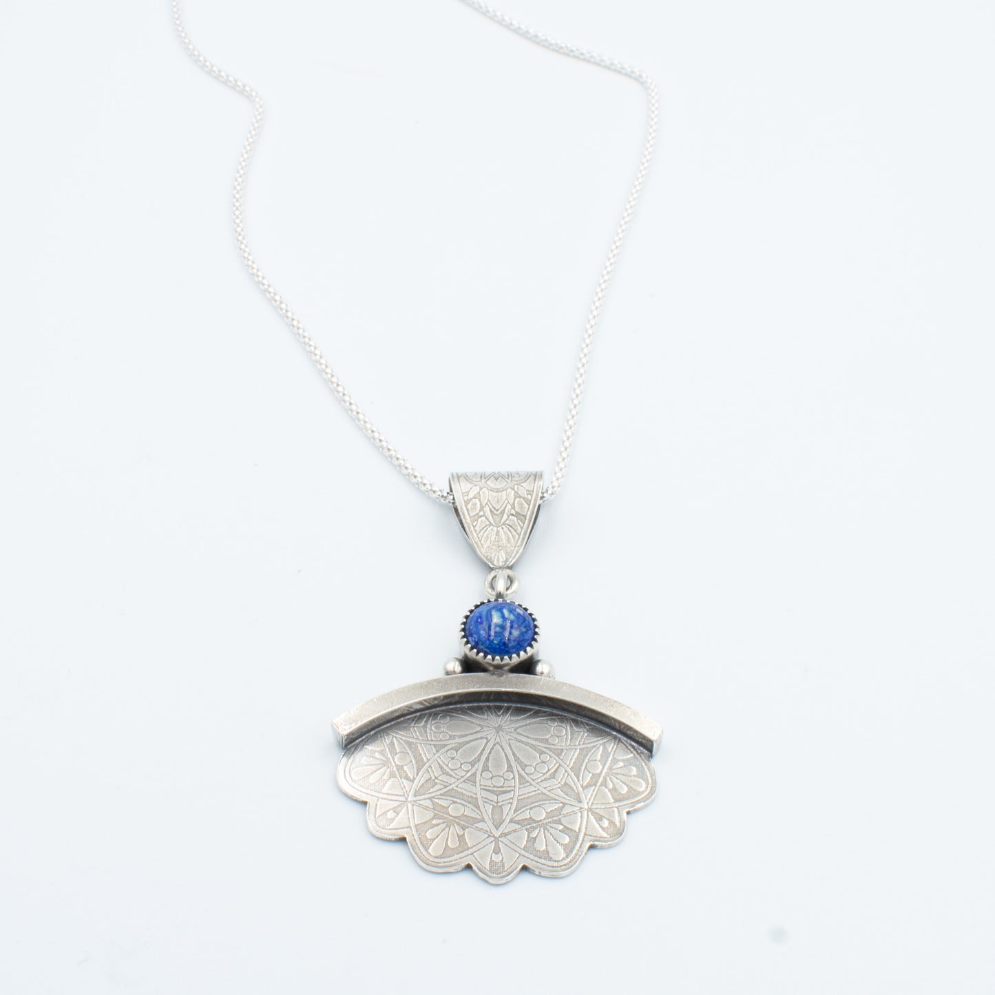 Dutch Blue Half Mandala Dangle Necklace