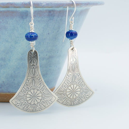 Dutch Blue Double Mandala Fiesta Skirt Earrings